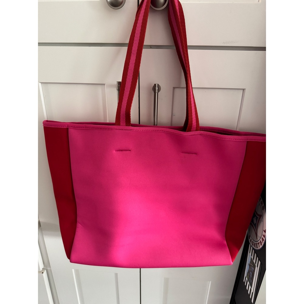 Summersalt Neoprene Tote‎ Bag Pink Red Colorblock Beach Gym Travel Large Striped
